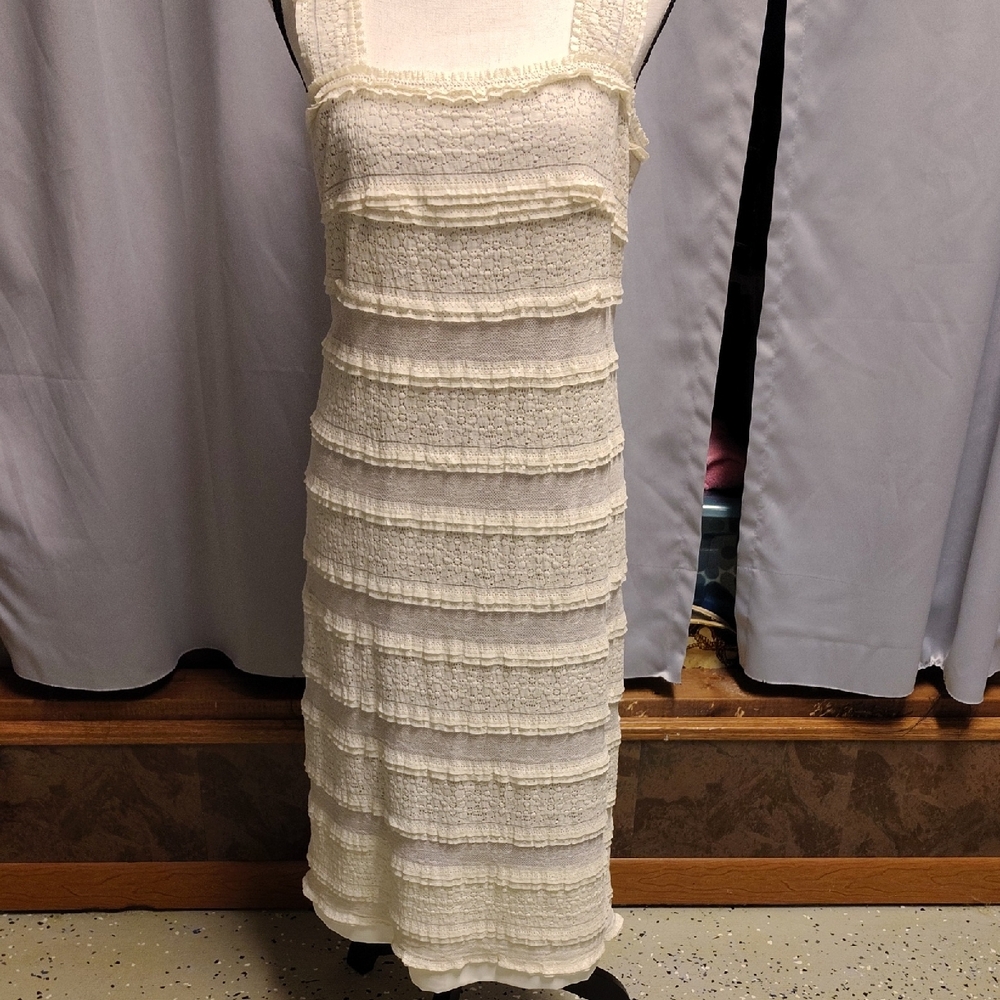 Peruvian Connection Ivory Layered Midi Dress